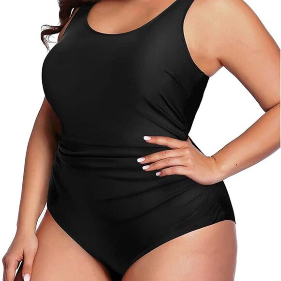Black Scoop Neck Athletic One Piece Swimsuit | Size XXL | NWT - Picture 3 of 4